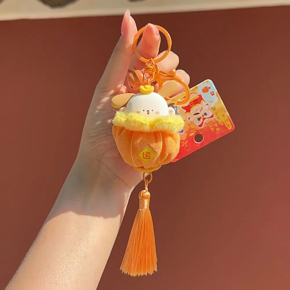 CNY Lantern Shaped Plush Pendant Tassel Cute Animal Lantern Shaped Plush Keyring Panda Lovely Lantern Plushie Doll Keychain