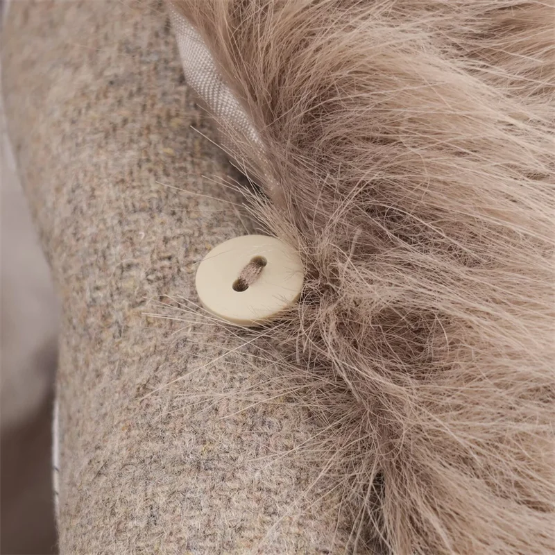 Outono inverno nova chegada feminino longo sve gola de pele com cinto casaco de lã comute sle regular sve tecido poliéster