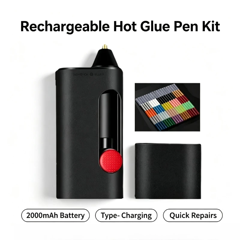 Wowstick Rechargeable Hot Glue Pen 2000mAh USB‑C Charging Cordless Hot Melt Gluer Compact Wireless Glue Gun