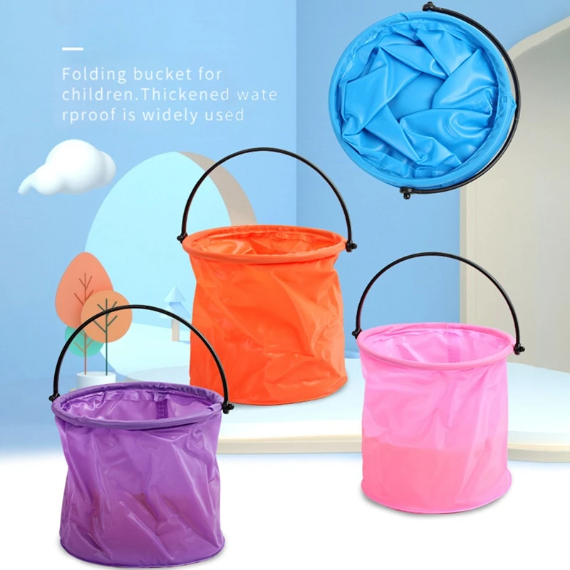 Beach Sand Toys Play Bucket Toy Folding Collapsible Bucket Gardening Tool Outdoor Pool Play Tool Toy Kids Summer Water Fun