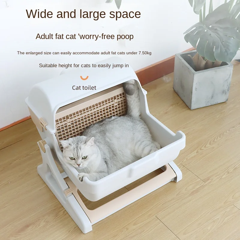 Factory Direct Large Semi-Automatic Four Seasons Universal Pet Toilet Lazy Cat Litter Box Accessory Stainless Steel 100L