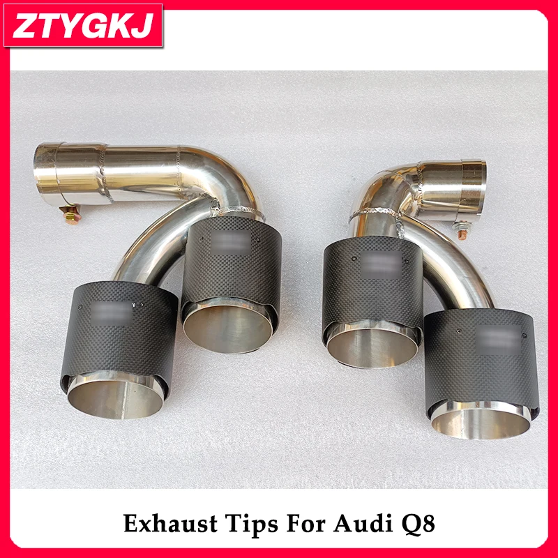 Carbon Fiber Material And Stainless Steel Exhaust Muffler Tips For Audi Q8 Tuning 2020 Up