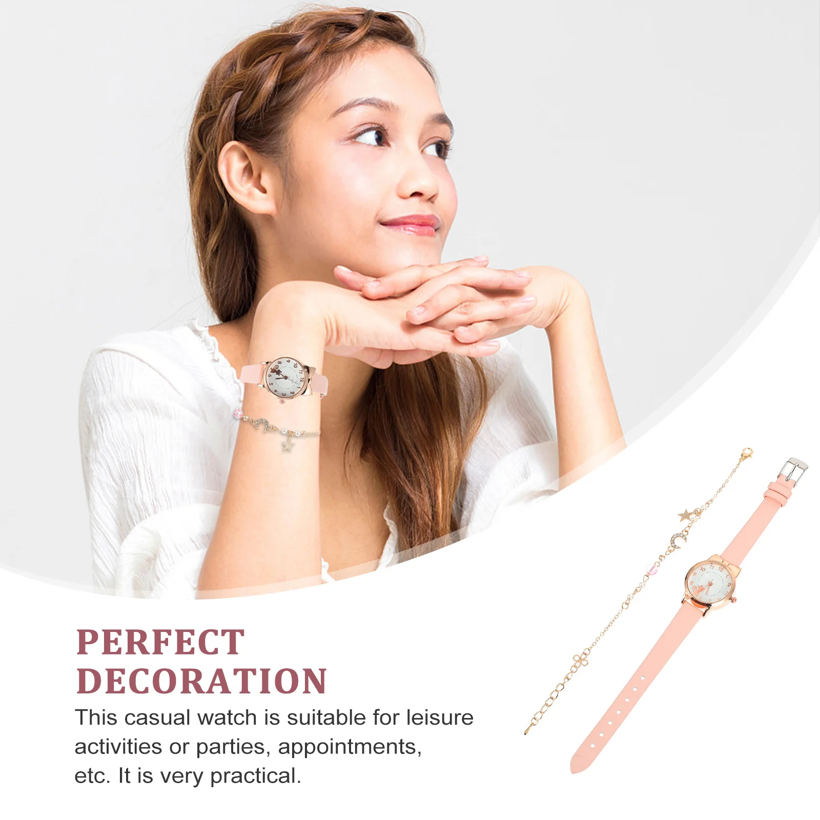 1 conjunto adorável gato relógio de quartzo com lua estrela pulseira conjunto para mulheres elegante relógio jóias combinação presente ideal para festivais