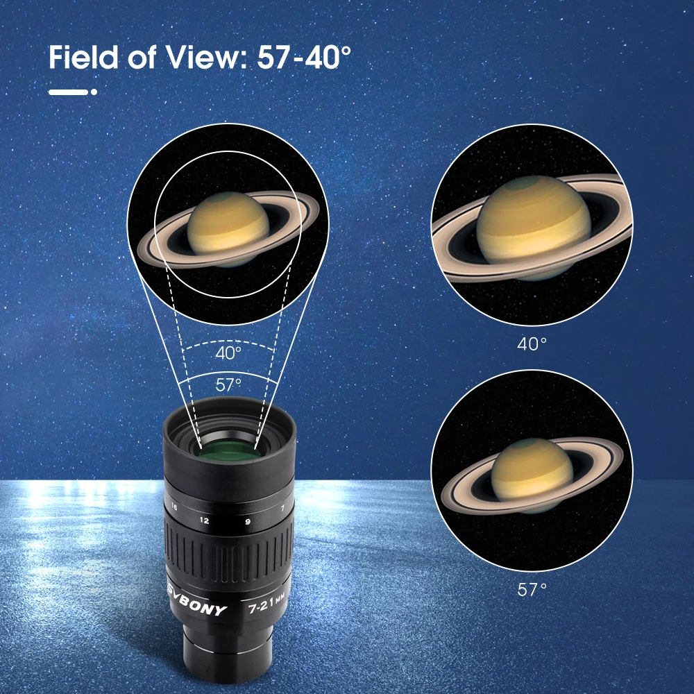 Svbony SV135 7-21mm Zoom Eyepiece with Filter for Beginners Planetary Deep-Sky Lunar Observation Telescope Accessory Set