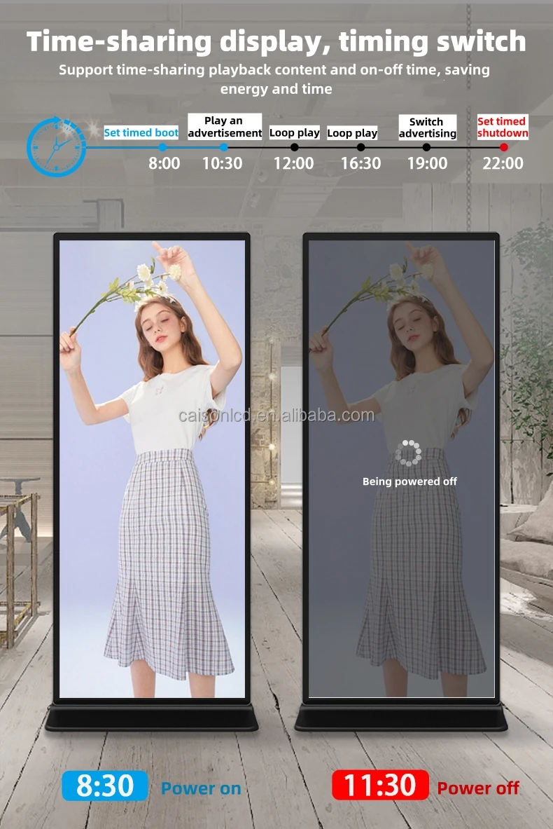 حامل رقمي بشاشة كاملة عمودية مقاس 75 بوصة، شاشة عرض إعلانات LCD ذكية FHD، لافتات رقمية تعمل بنظام Android وشاشة عرض
