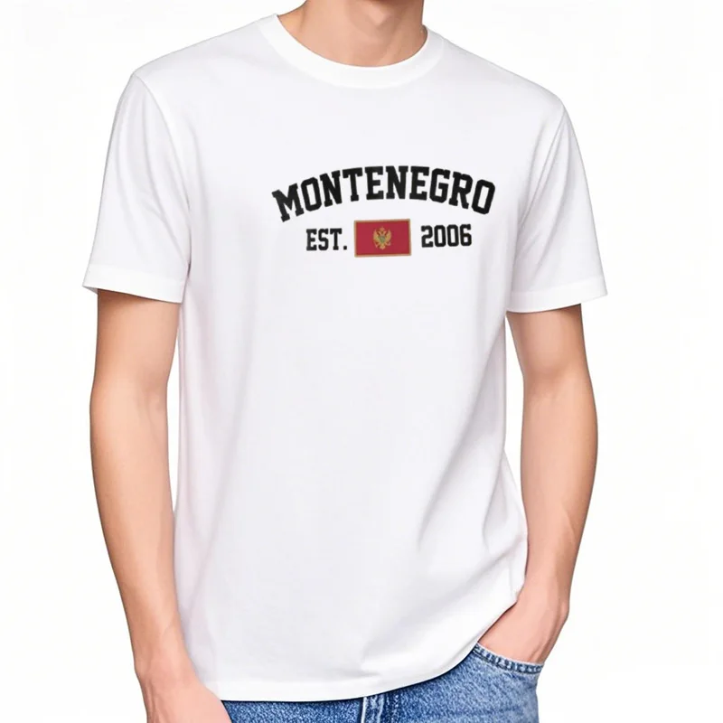 Drapeau de repassage 100% algodão du Monténégro com Est. Année marine Camisetas hommes casual femmes vêtements patri