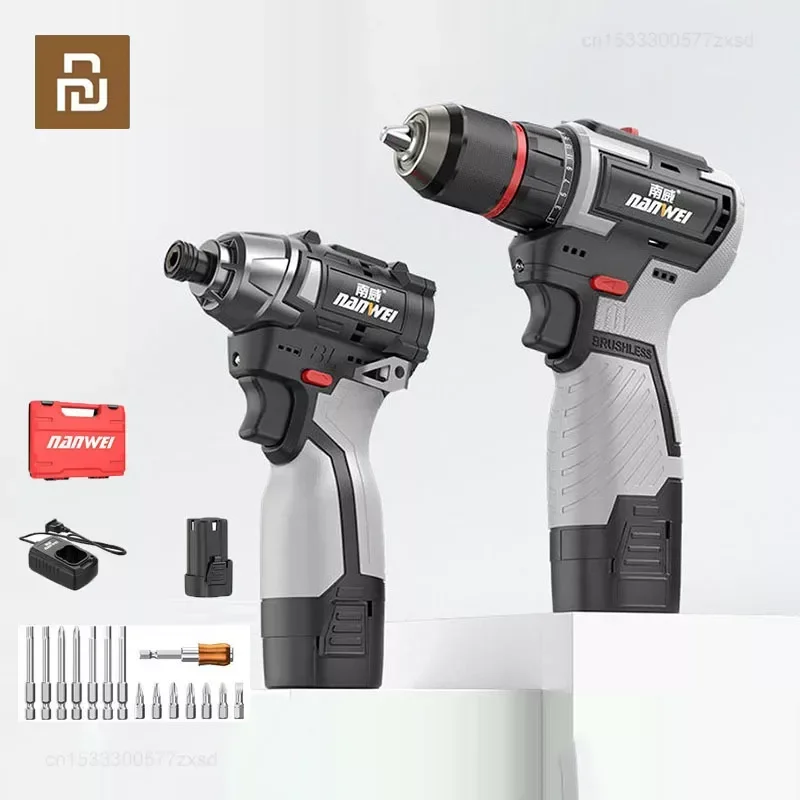 Youpin Nanwei Brushless Lithium Electric Drill 16.8V Rechargeble Electric Drill Household Impact Electric Screw Drivers Tools