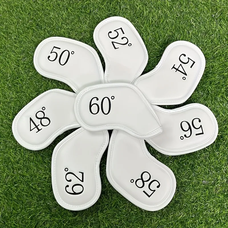8 Pieces of Dustproof Golf Iron Head Cover - Durable PU Material, Large Digital Design, Golf Accessories