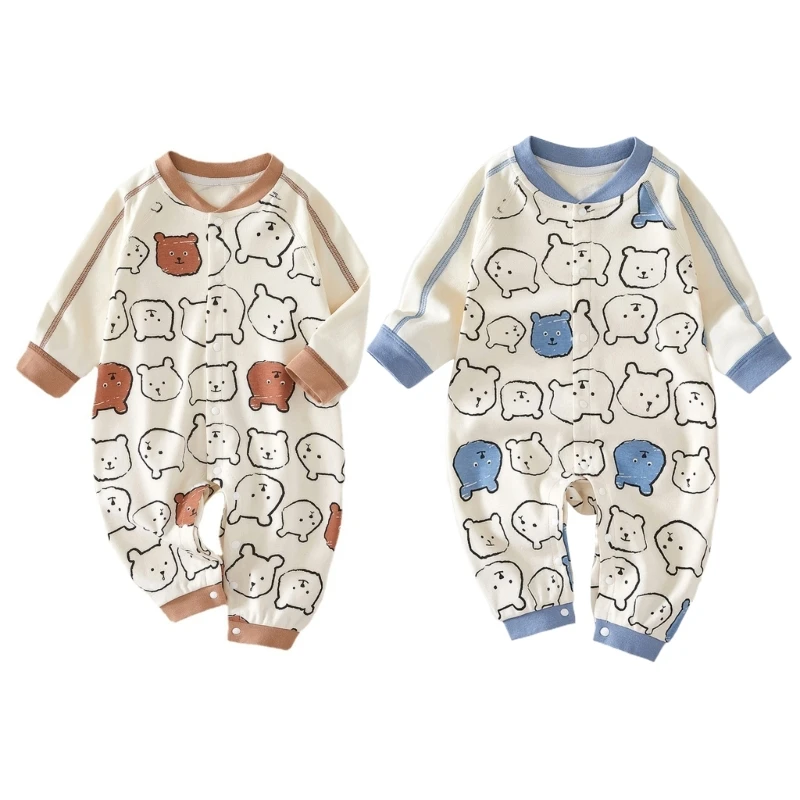 

Baby Romper Pajamas Cotton Jumpsuit Boys Girls Sleepsuit Long Sleeve Clothes with Bear Pattern Bodysuits OnePiece