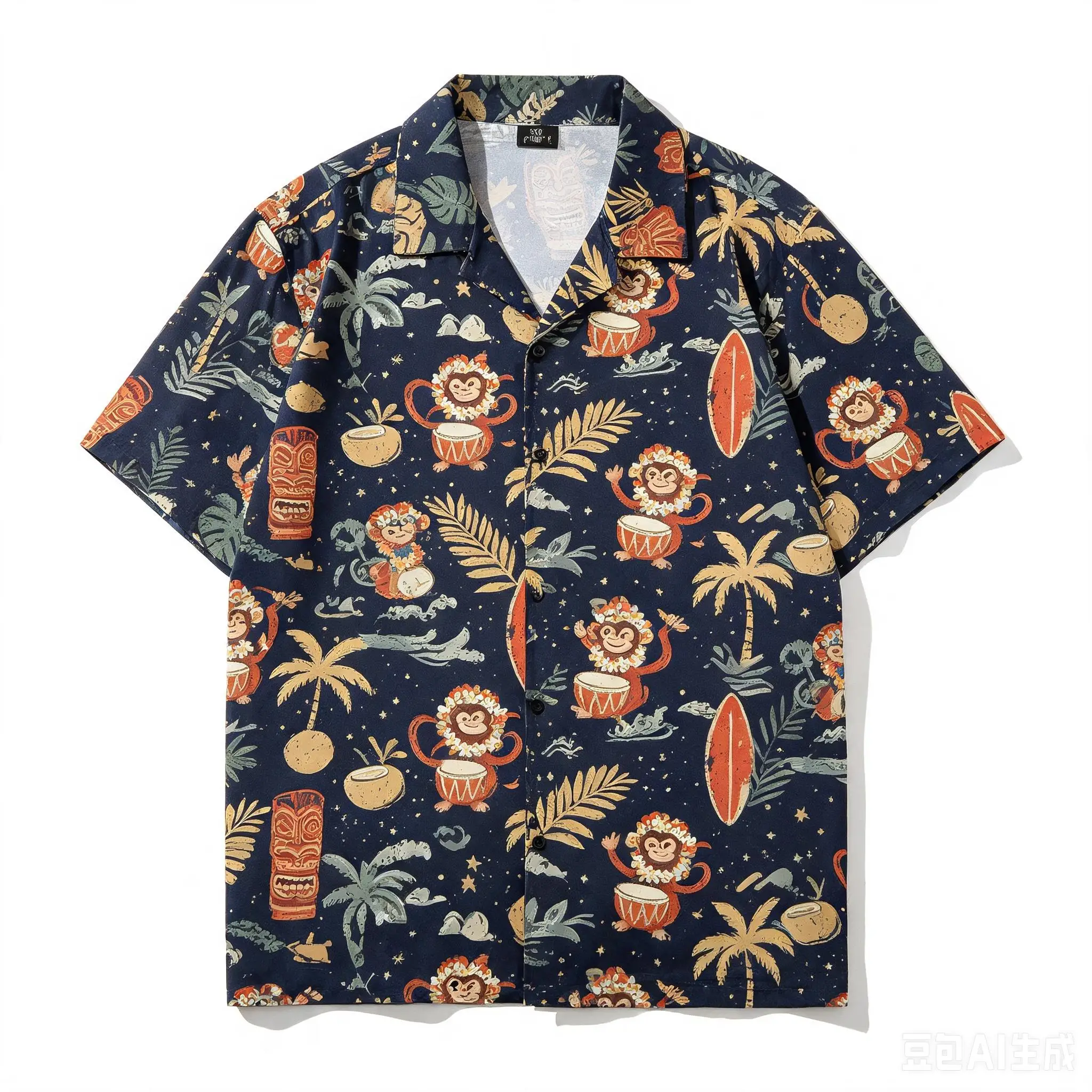 Men's Shirt Anthropomorphic Animal All Over Print Short Sleeve Lapel Tropical Pineapple Palm Design Summer Vacation Casual Tops