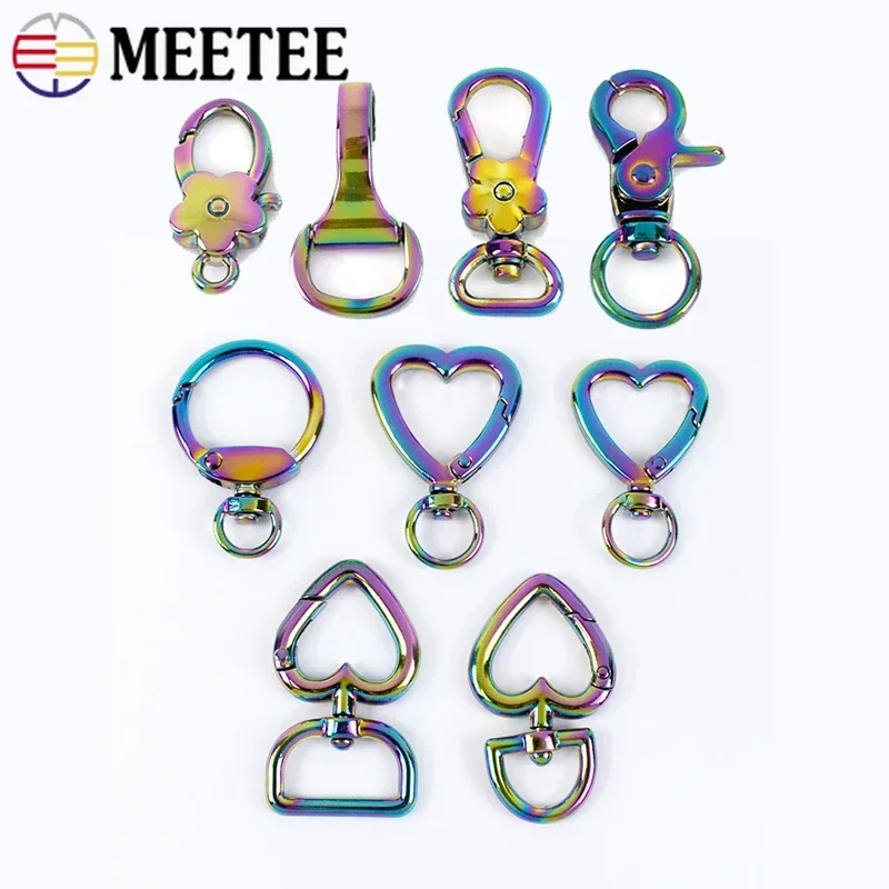 5/10/30Pcs Meetee Rainbow Metal Bag Buckle Keychain Handbag Chain Connect Swivel Clasp Belt Strap Hook Hardware Accessories