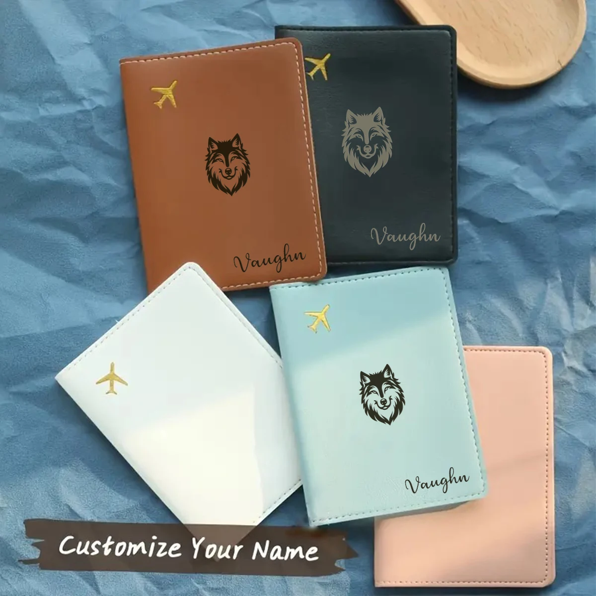 

1pc Custom Name Passport Holder and Luggage Tag Set Grandparent Gift Leather Passport Sleeve Minimalist Style