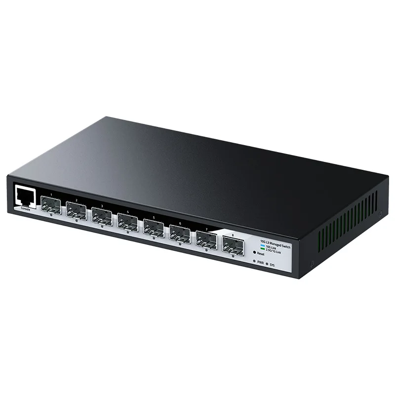 8-Port 10 Gigabit Optical Ethernet Switch, L3 Web Managed Fiber Switch with Routing Function