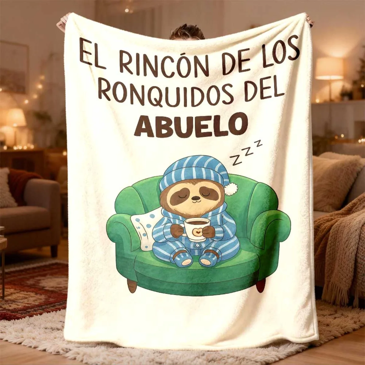 Funny Snores Grandpa Blanket Throw for Sloth Lovers Cozy Fleece Throw Gift Idea 150x200cm