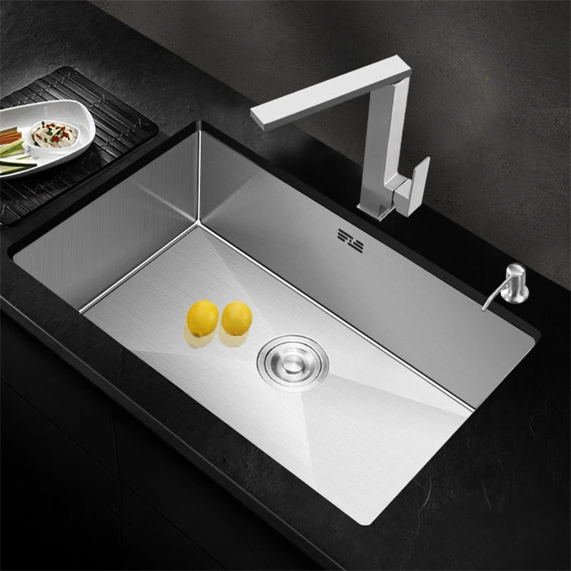 Stainless Steel Kitchen Sink Home Improvement Brushed Washing Fruit Basin Manual Single Bowl with Drain Accessories