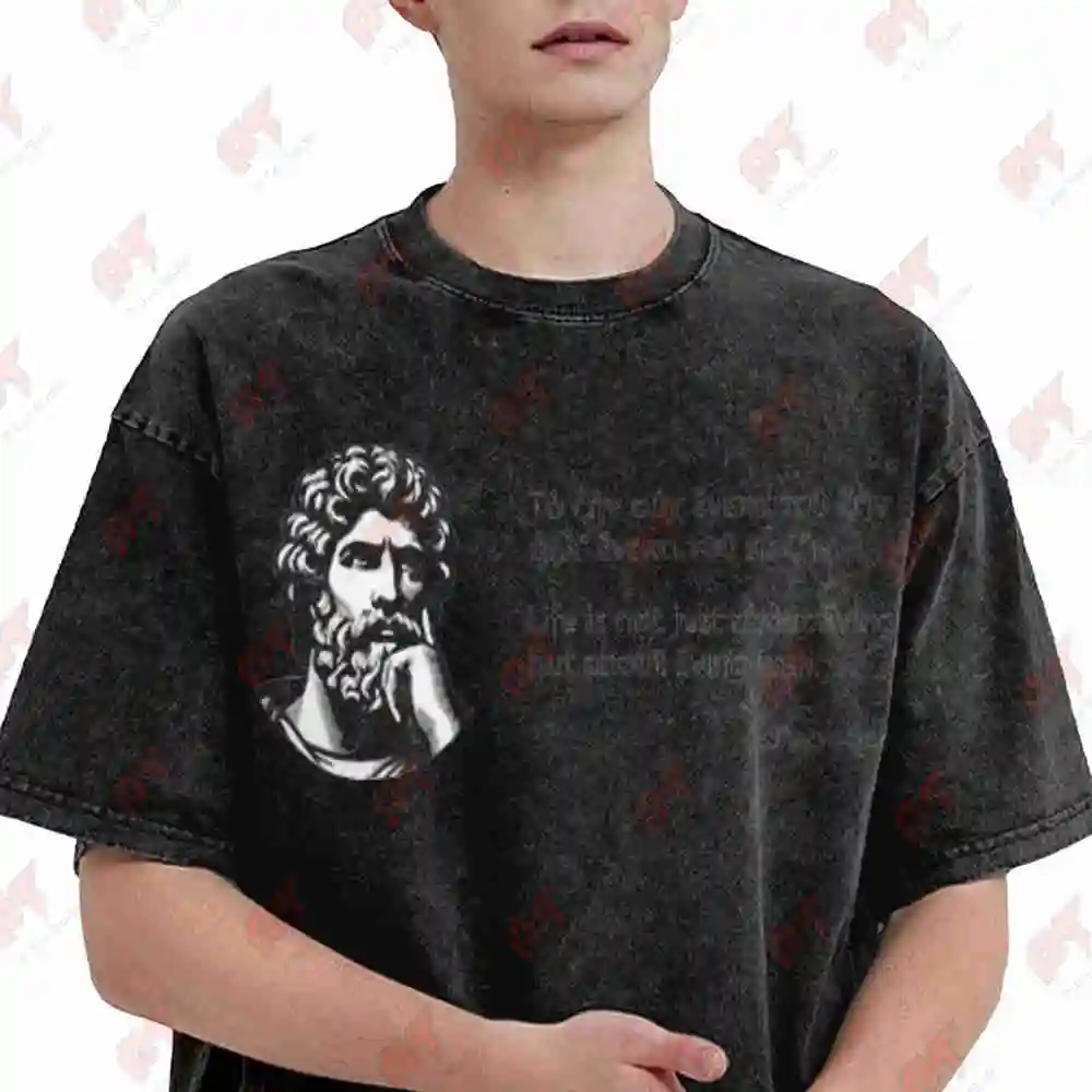 Socrates Quote Greek Philosopher Ancient History Life Statement Wisdom Vintage Washed Tee Pure Cotton T-Shirt