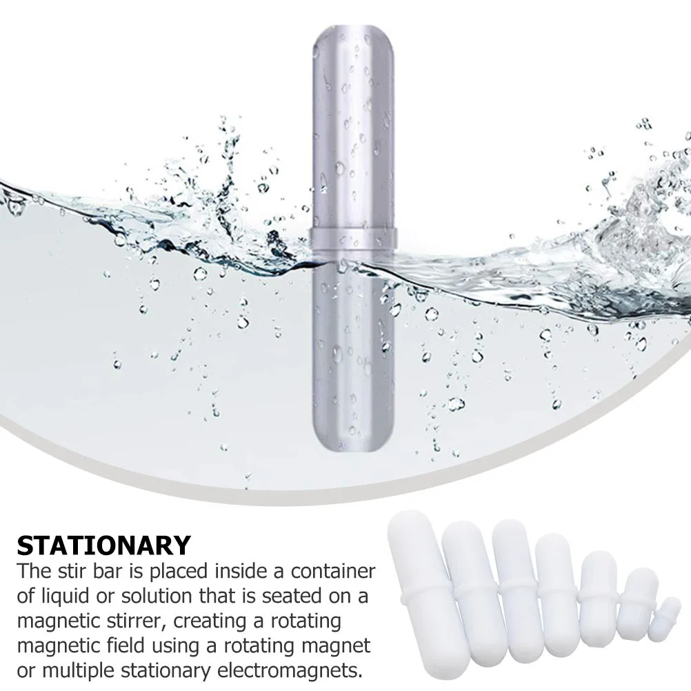 

7Pcs PTFE Coated Magnetic Stir Bars 10mm 20mm 30mm Lab Stirrer Rods White Mixer Set