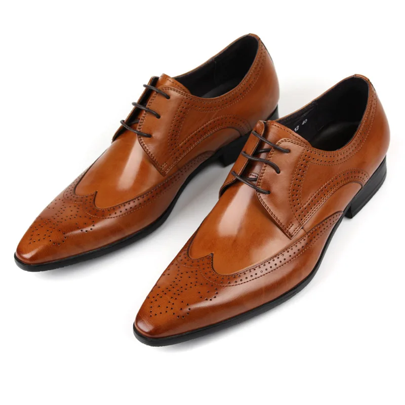 New leather shoes men's lace up European and American version pure leather shoes fashion cowhide formal work shoes