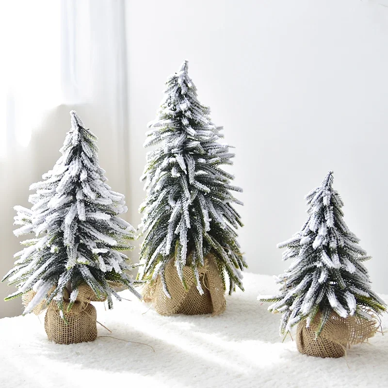 

Artificial Mini Christmas Tree Snow Flocked Small Tabletop Tree Decorated Frosted Branches for Home Holiday Decorations