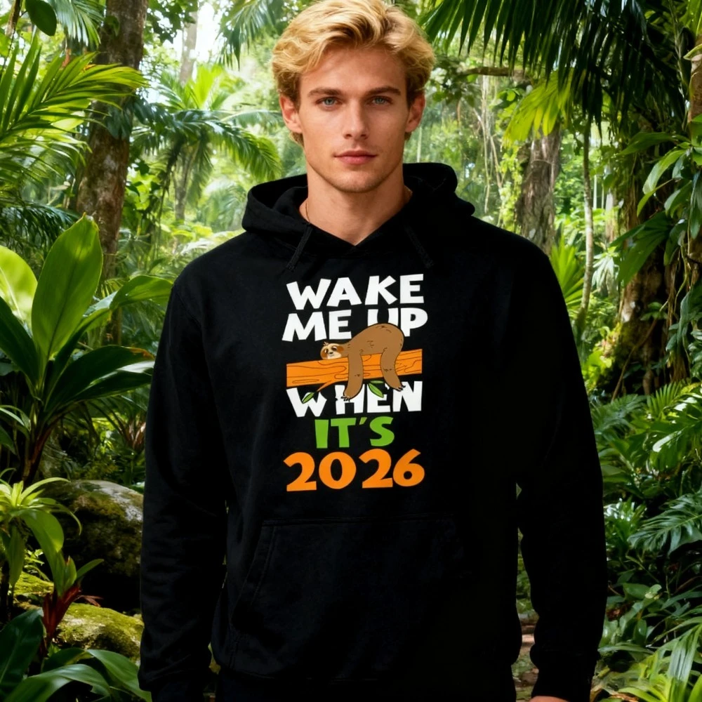 Wake Me Up When It 2026 Lustige Neujahrs-Hoodies Frohes Neues Jahr Unisex-Hoodie Kreativer Urlaub Männer Frauen Sweatshirt Freizeit-Oberteile