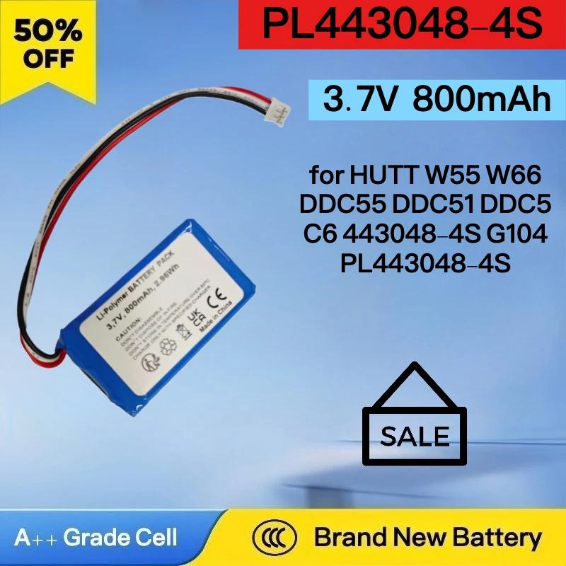 

Brand New 3.7V 800mAh Replacement Window Cleaning Robot Battery for HUTT W55 W66 DDC55 DDC51 DDC5 C6 443048-4S G104 PL443048-4S