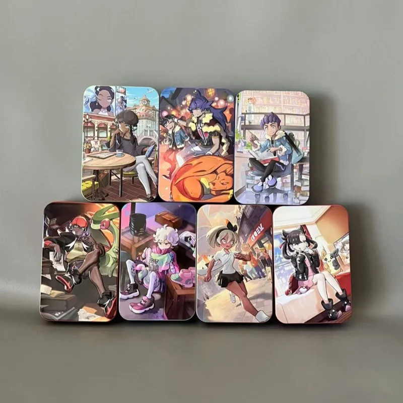 Периферийные устройства для игр с героями мультфильмов, новая серия PTCG Pokemons Trainer для хранения, железная коробка Clara Leon Raihan Marnie, коробка с индикатором кубиков, подарок