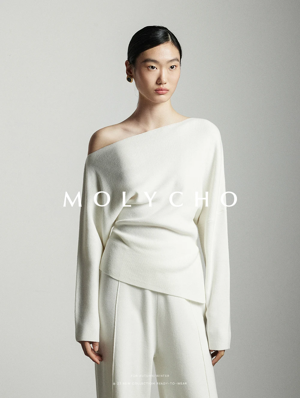 2026 Wool Elastic Waist Knitted Wide-Leg Pants for Women Winter High-Waisted Straight Loose Floor-Length Casual Pants