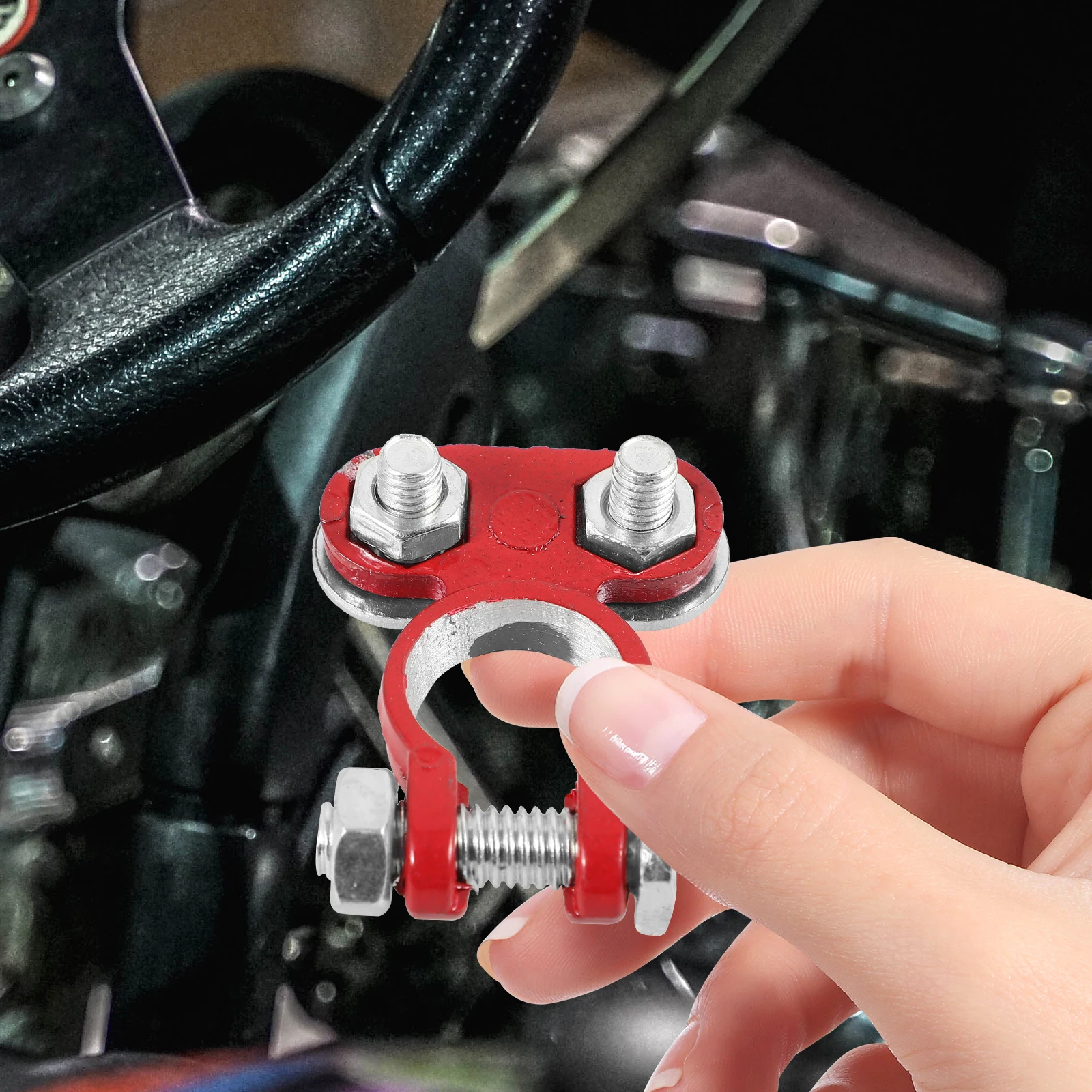 

2Pcs 17-19MM Aluminum Alloy Terminals Connectors Thicken Clamps for Car Truck Boat Stable Connection Practical Choice