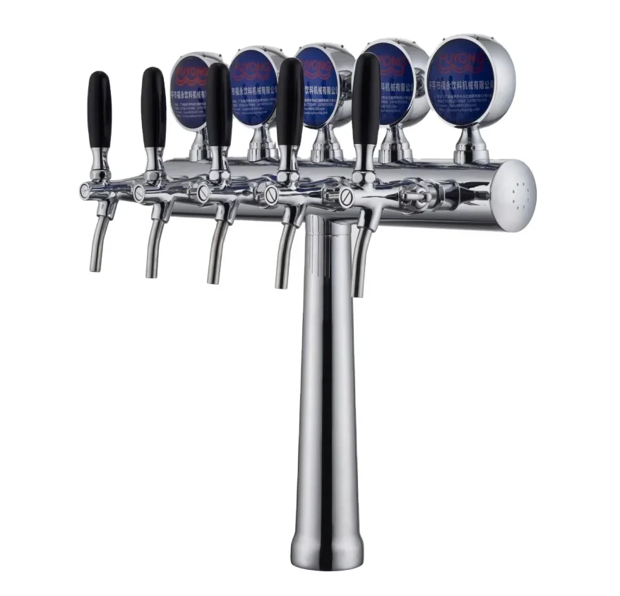 Stainless Steel  Column 5 Tap T Shape Beer Tower in Drink Dispenser