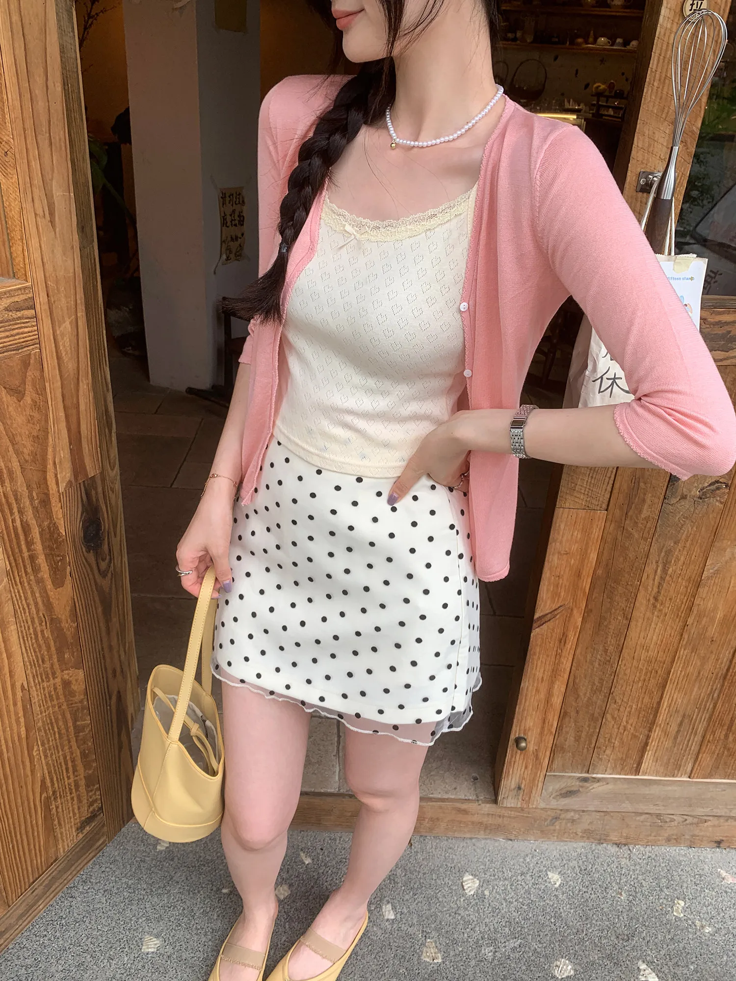 

Spring V-Neck Long Sleeve Women's Knitted Sweater Lightweight Loose Fit Sun Protection Open Cardigan Casual Simple Style