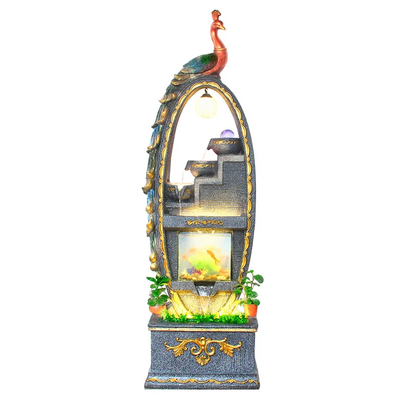 Chinese-style flowing water fountain feng shui wheel lucky decoration living room ornament