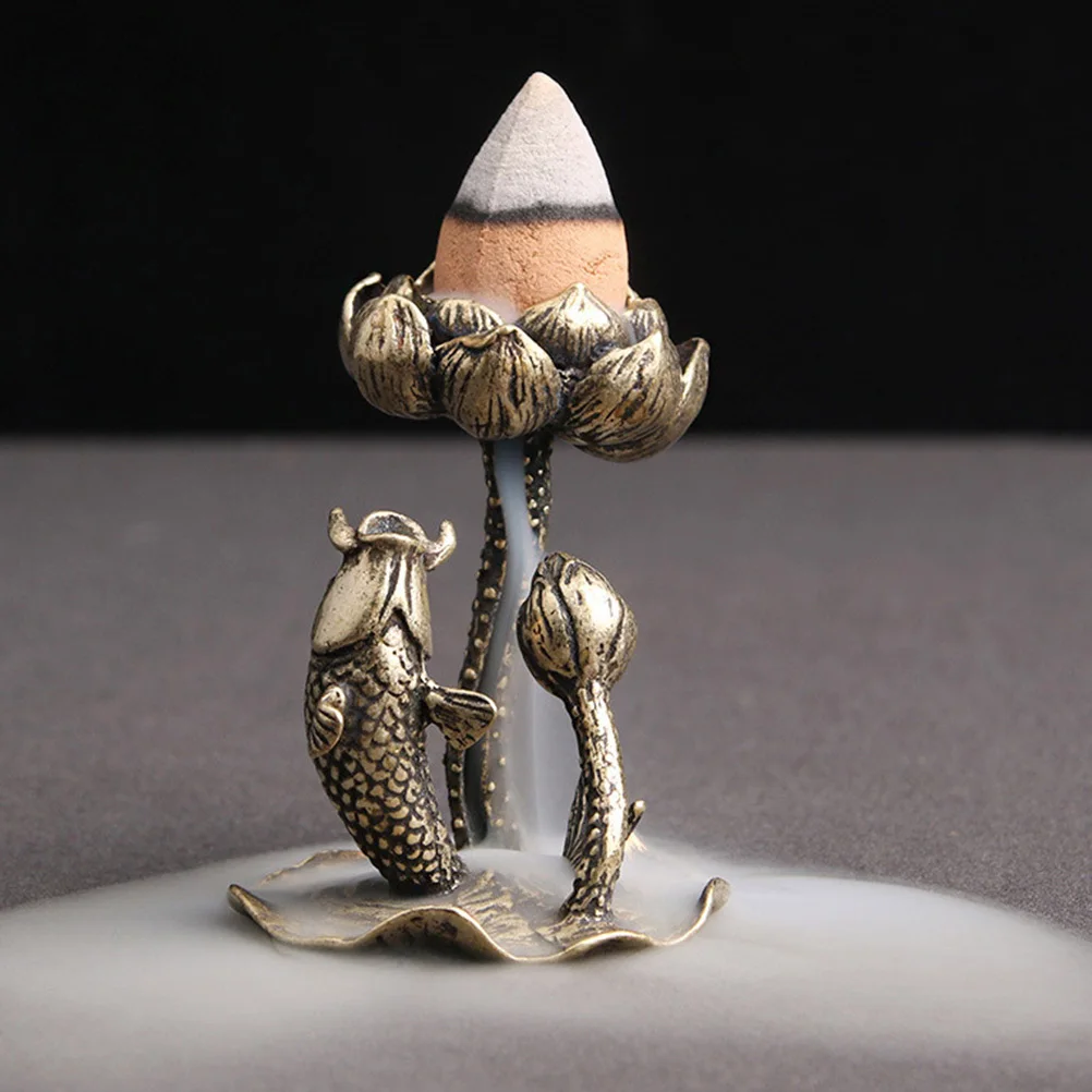

1Pcs Brass Lotus Censer Incense Burner Decorative Aroma Stove for Room Decor Backflow Incense Burner Desktop Table Ornament