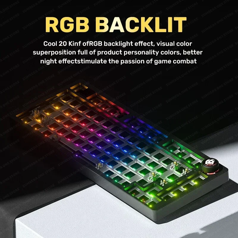 Sugar65 LEOBOG Hi75 Mechanical Keyboard Aluminum Kits Multifunctional Knob Hot Swap Wired Gaming Keyboard RGB Gasket Pc Gamer