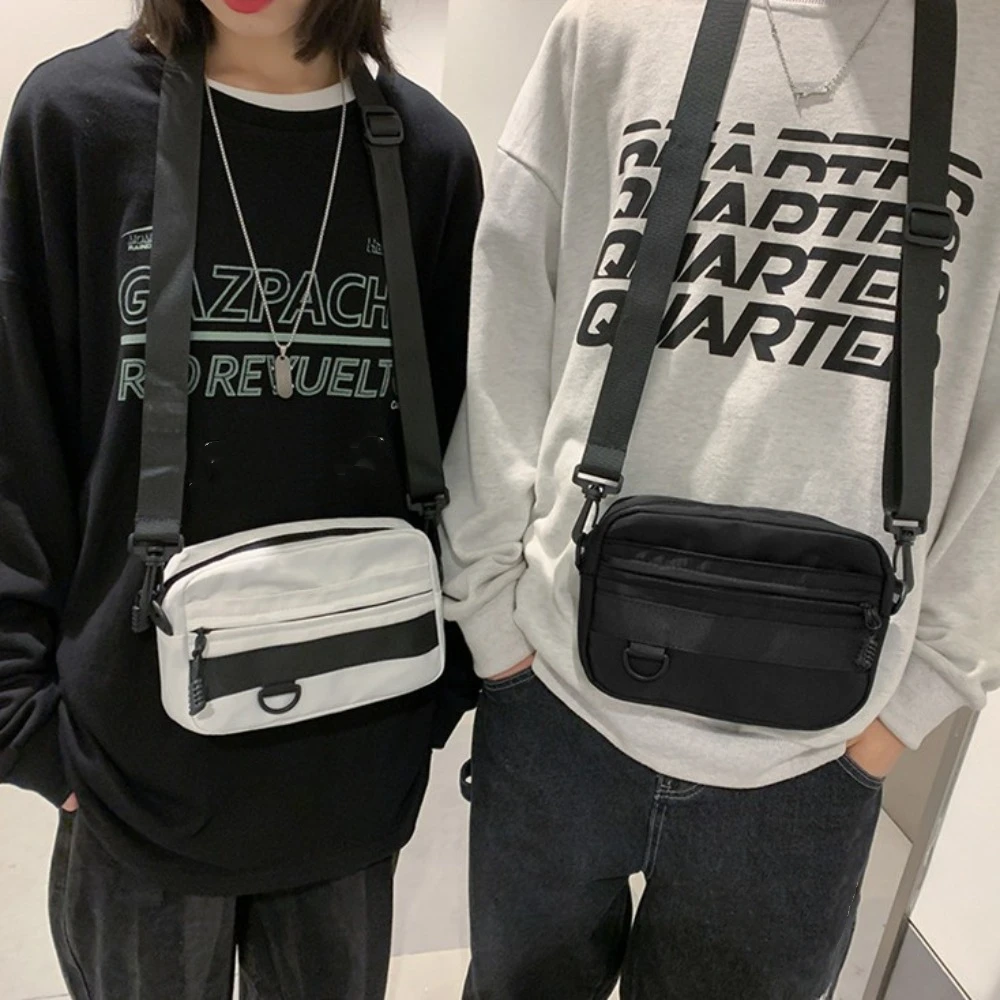 Bolsas tiracolo casuais masculinas, bolsa para celular esportiva, monocromática, leve, portátil, estilo japonês, quadrada, bolsa mensageiro de nylon, diária