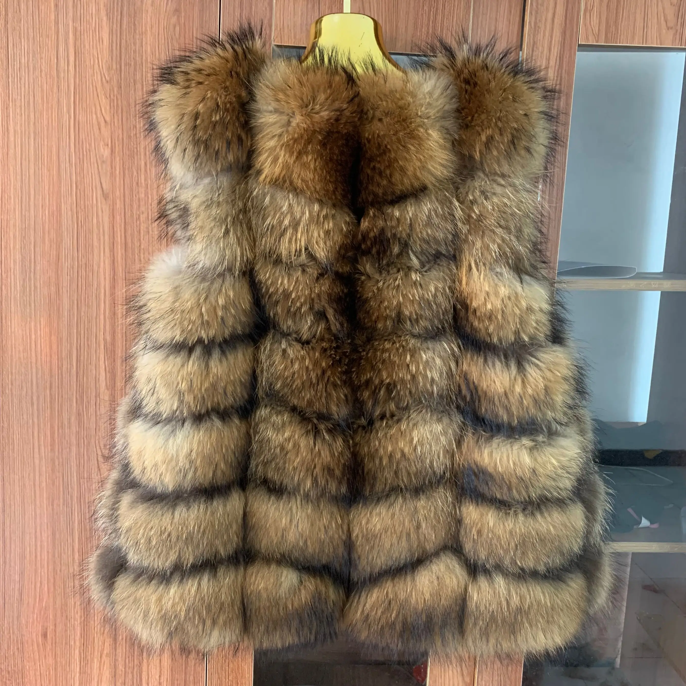 Real fox fur vest outono e inverno quente casaco de pele natural das mulheres raccoon fur vest genuíno fox fur coat alta qualidade livre enviar