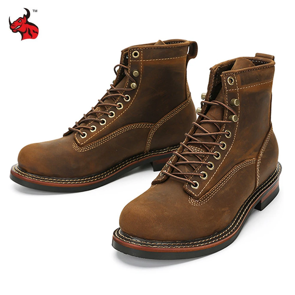 NONE Vintage Motorcycle Boots Men's Calfskin Leather Brown 42 4