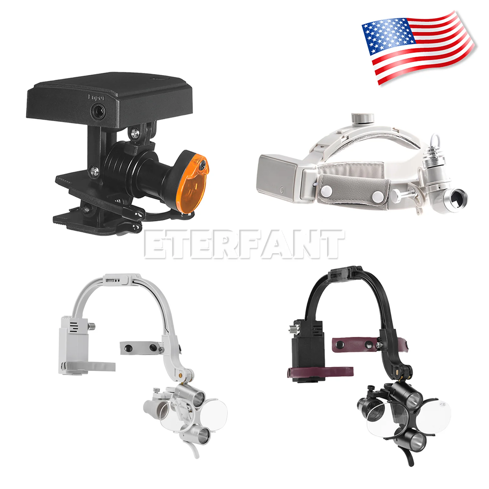 

Dental 5W LED Wireless Headlight Lamp/10W LED Headband Head Light/3.5X Headband Binocular Loupes 5W Dual LED Head Light 2Leds US