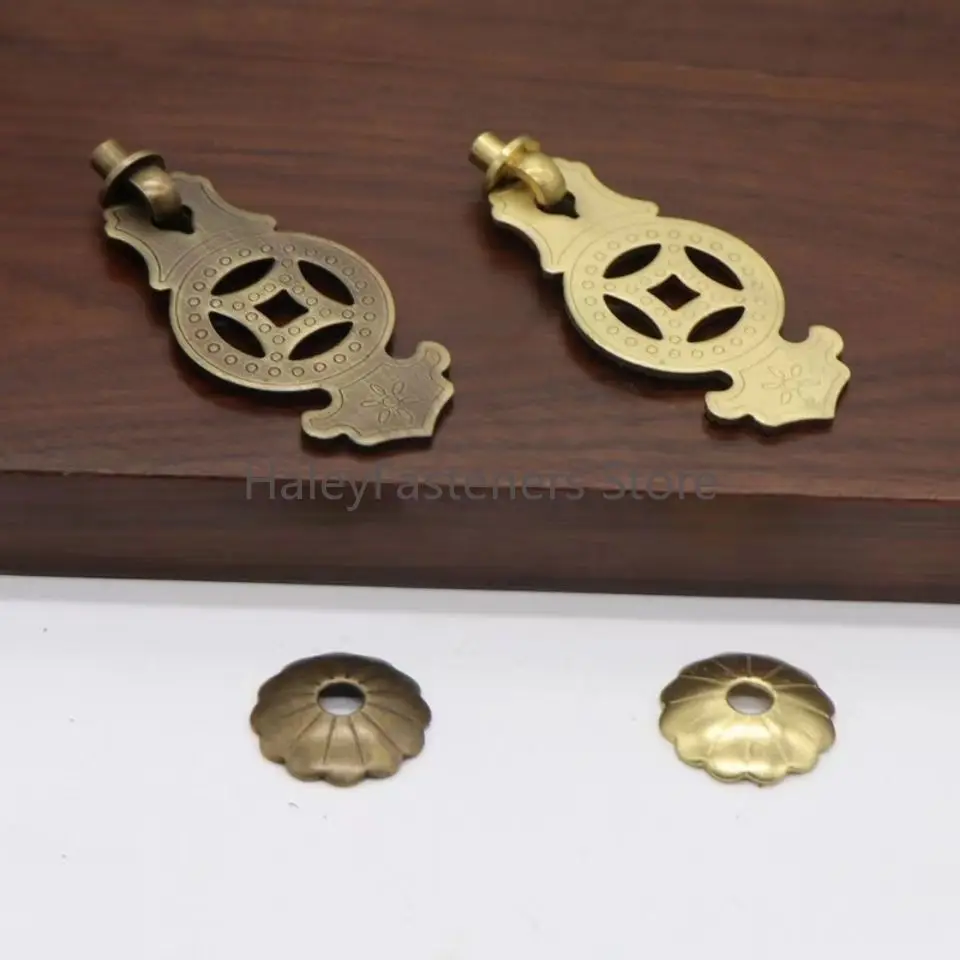 

4 штуки латунных ручек-подвесок в китайском стиле для ящиков и дверей шкафов, мебельные ручки для кухонной мебели