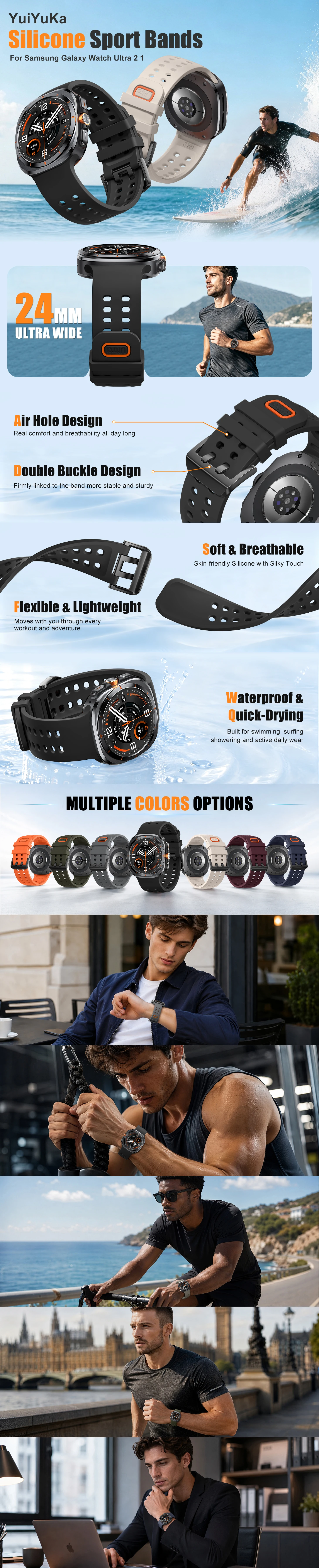 Sportliches Weiches Silikonarmband für Samsung Galaxy Watch Ultra2, Nahtloses Armband für Galaxy Ultra 2025 47mm Zubehör – Detail 1