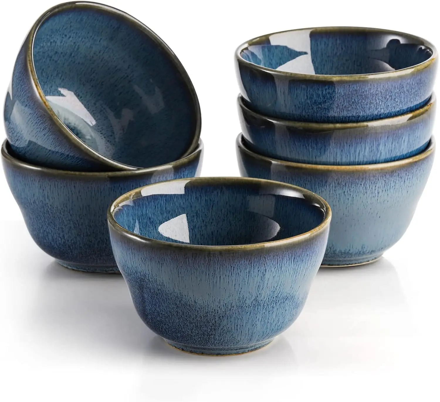 

6 Pack Small Dessert Bowls, 8 Ounce Bouillon Cups, Porcelain Pinch Bowl Ramekins for Dessert Pudding Soup Dipping Sauce
