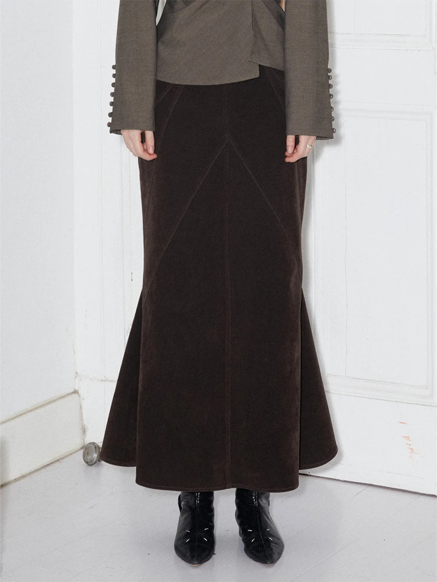 

Dorydory Original Design High Waist Suede Fi Tail Skirt Autumn Winter Mid-Length New Chinese Sle Exclusive