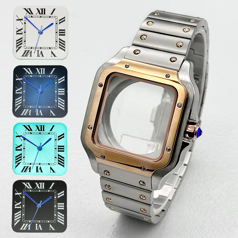 Mod 38mm NH35 Santo Watch Case and Bracelet Kit nh35 Watch Case Fit For 7S26 NH35 NH36 Movement Transparent Back Cover Case Band