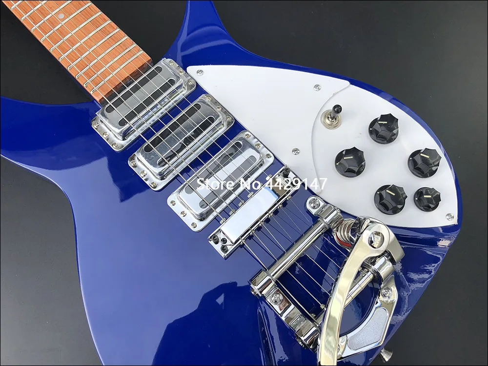 High-quality blue 325 electric guitar, mahogany fingerboard, transparent paint, real photos, free