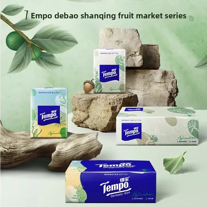 Tempo Apple Wood Scented Tissue Paper, 4-layer Soft Tissue Paper, 90 Puffs/pack Household Facial Tissue Paper