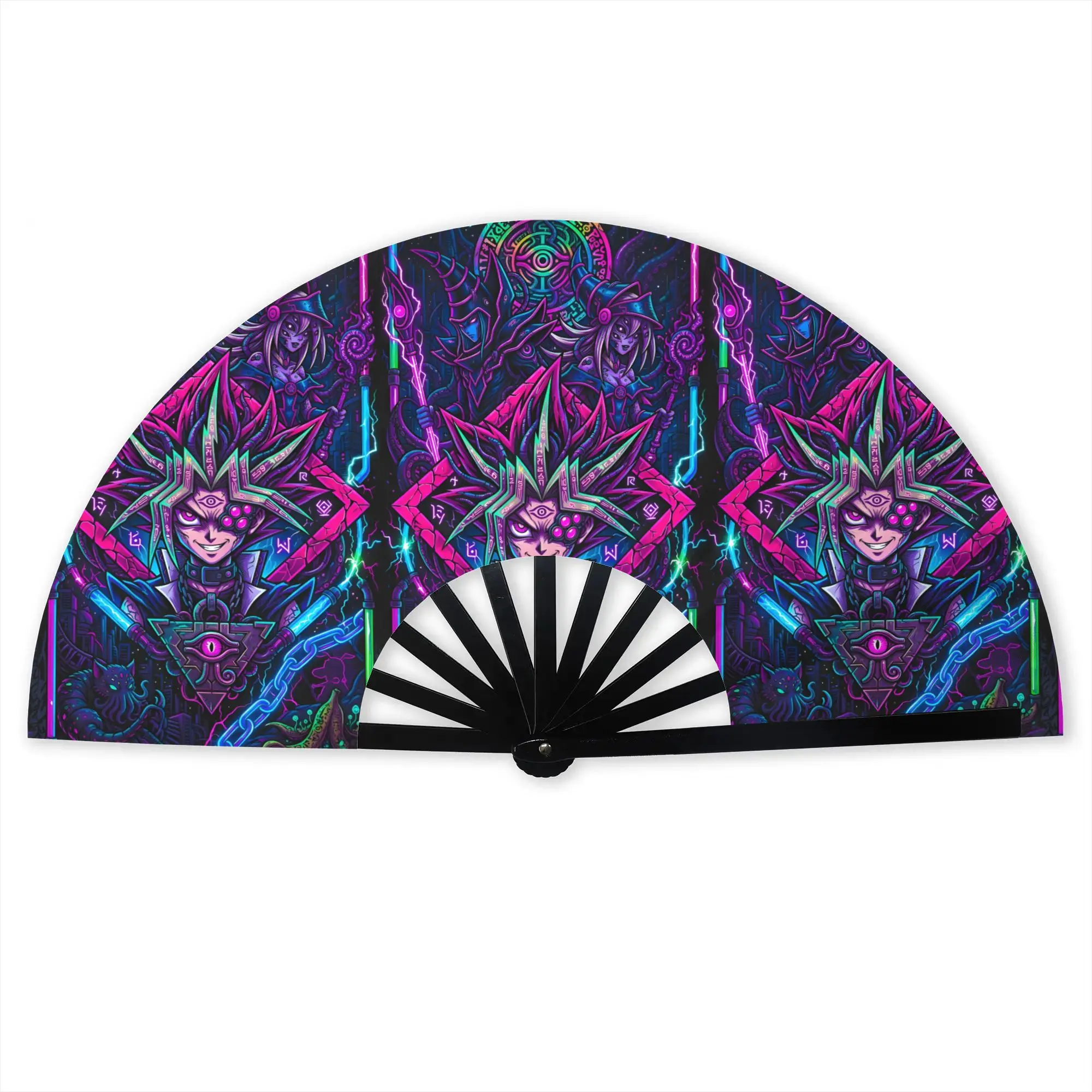 Éventail pliant traditionnel Y-Yus Gi O-Ohs, style chinois, pour jeu de cartes anime, éventails de haute qualité, cadeau, éventail décoratif classique