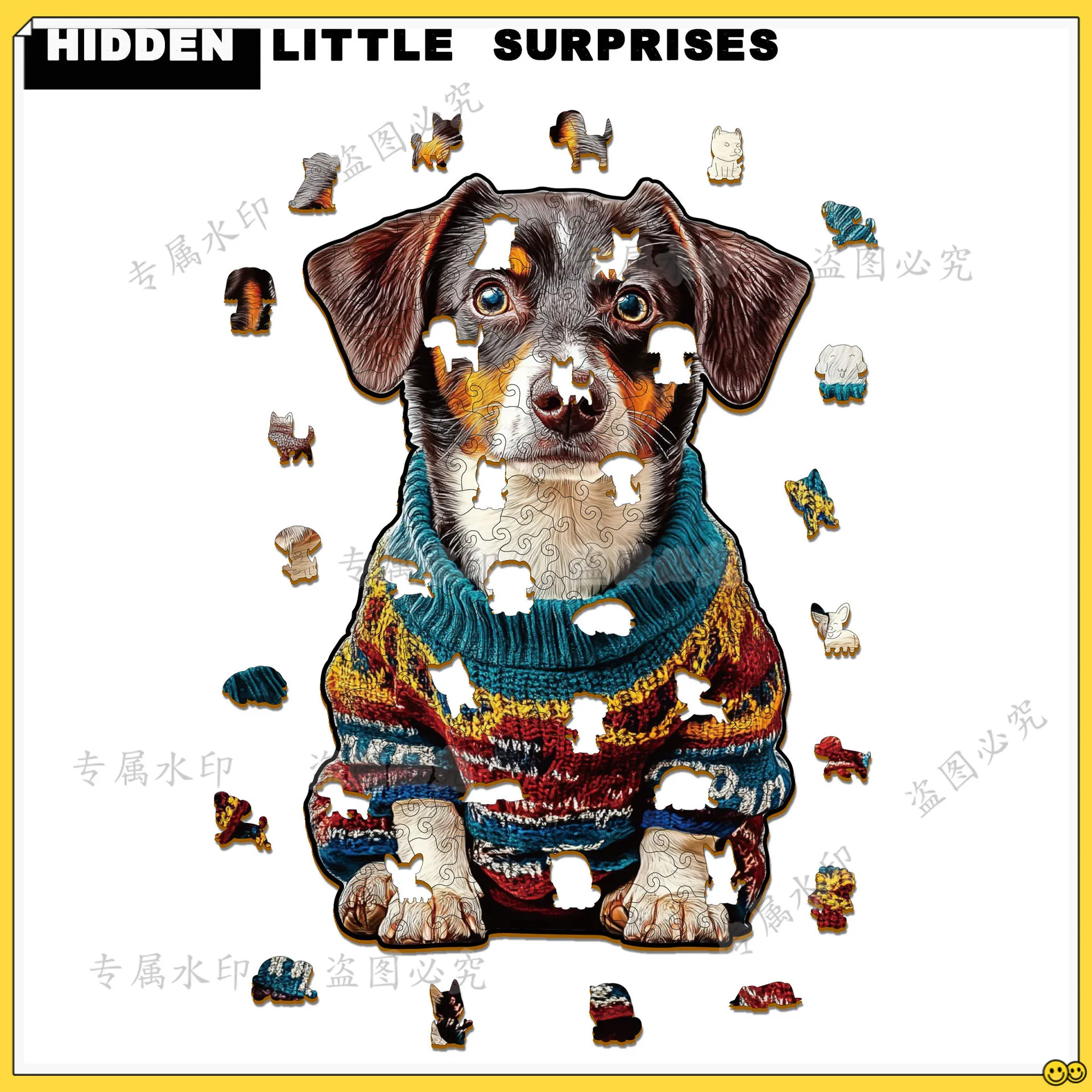 Wooden dachshund puzzle irregular alien puzzle holiday gift puzzle decompression game