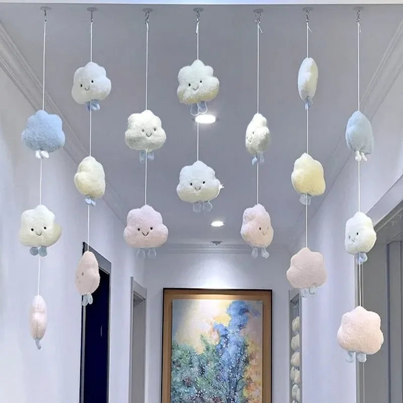 Home Cloud Door Curtain Dividers Cute Cream Style Hanging Ornaments Doorway Hanging Curtain Children Room Creative Decoration