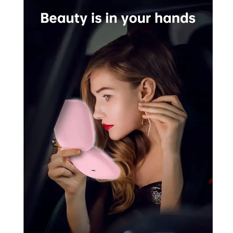 Kompaktowe lusterko do makijażu LED 4 cale powiększenie 1X/5X lusterko podróżne dwustronne podświetlane kompaktowe lusterko z możliwością ładowania przez USB