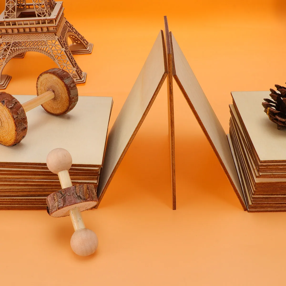 

36Pcs Wooden Slices Rectangular Right Angle 12.7x12.7cm DIY Handicraft Accessories for Christmas Birthday Thanksgiving Wedding
