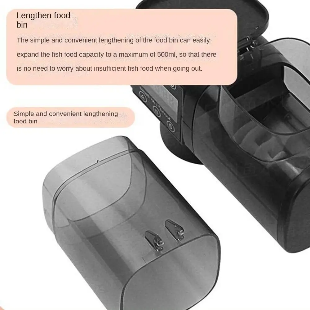 250ML/500M Fish Tank Feeder LCD Display Digital Display Screen Intelligent Automatic Feeder Adjustable Timer
